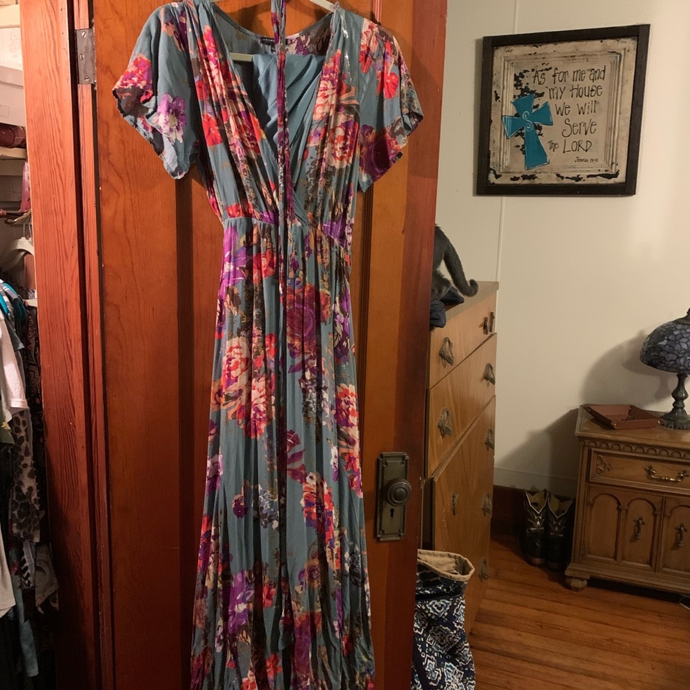 Floor length flowered dress